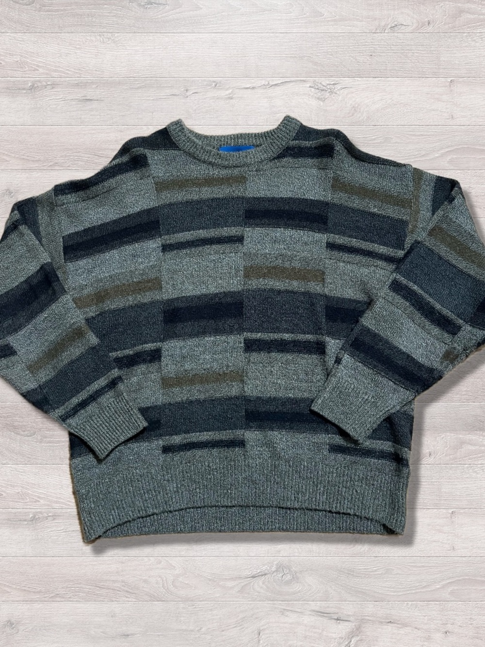 Vintage Towncraft Knit Gray Grandpa Crewneck Sweater Fall Winter Medium